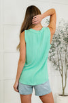 Thread Lightly Ribbed Knit Tank in Tiffany Blue (S-3X)