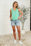 Thread Lightly Ribbed Knit Tank in Tiffany Blue (S-3X)