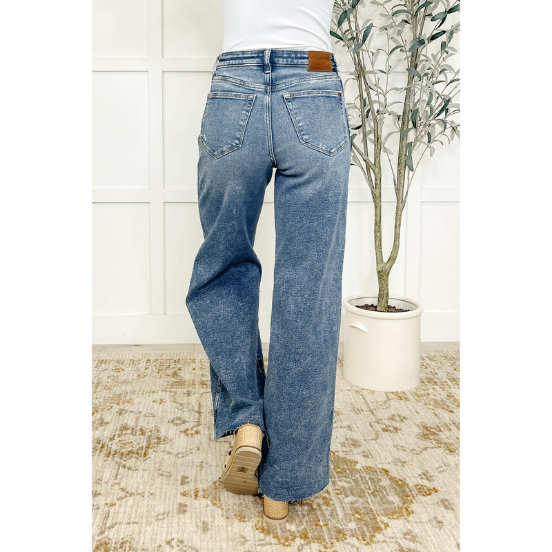 Judy Blue Tucker High Rise Vintage Wash Wide Leg Jeans