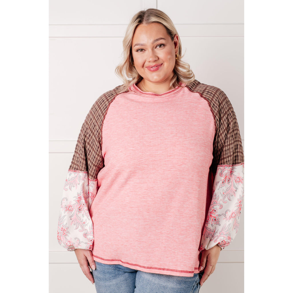 Walk for Miles Floral Color Block Top (S-2X)