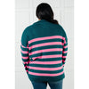 Well Situated Striped Quarter Zip Sweater in Green and Pink