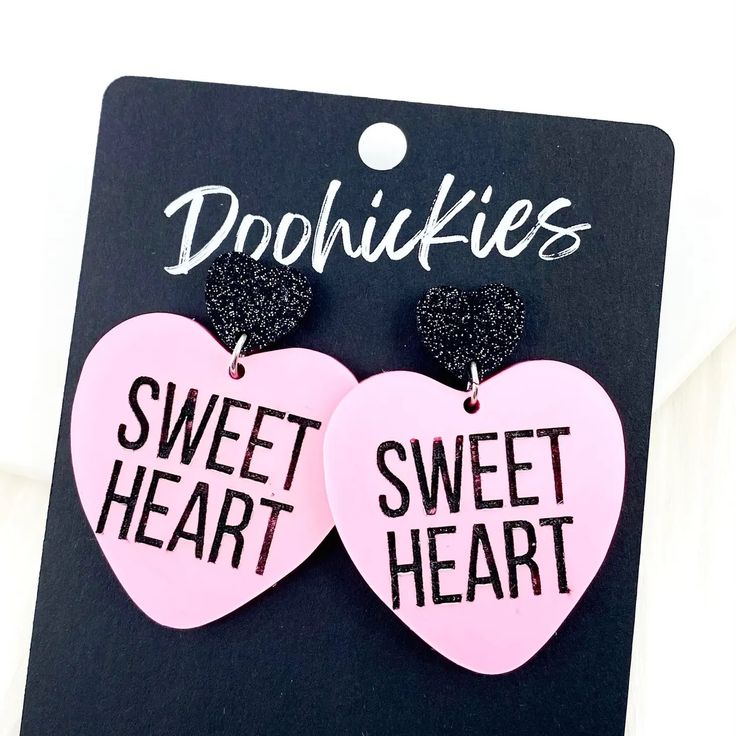 2" Sweet Heart Dangle Earrings