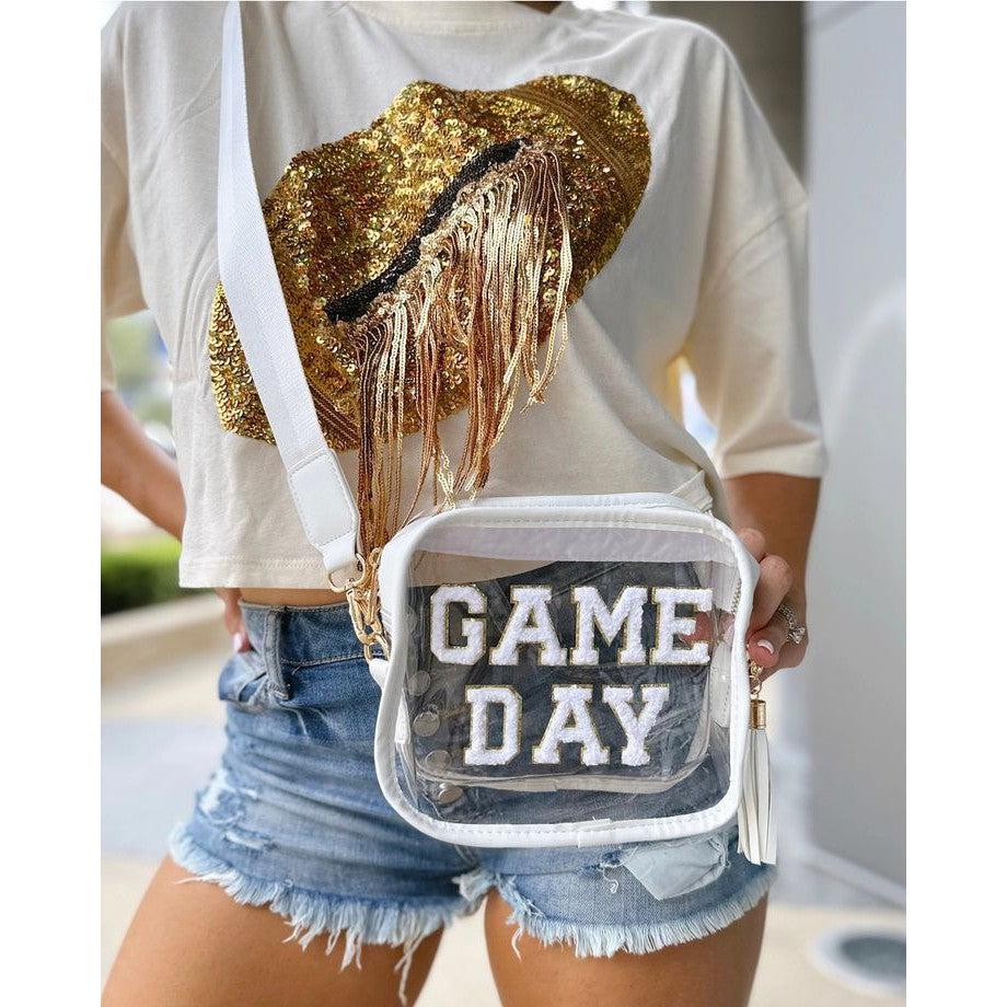 Game Day Chenille Patch Stadium Purse (Black or White)
