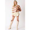 Peach Love CA Color Block Striped Sweater