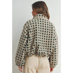 Taupe Checkered Fuzzy Sherpa Jacket