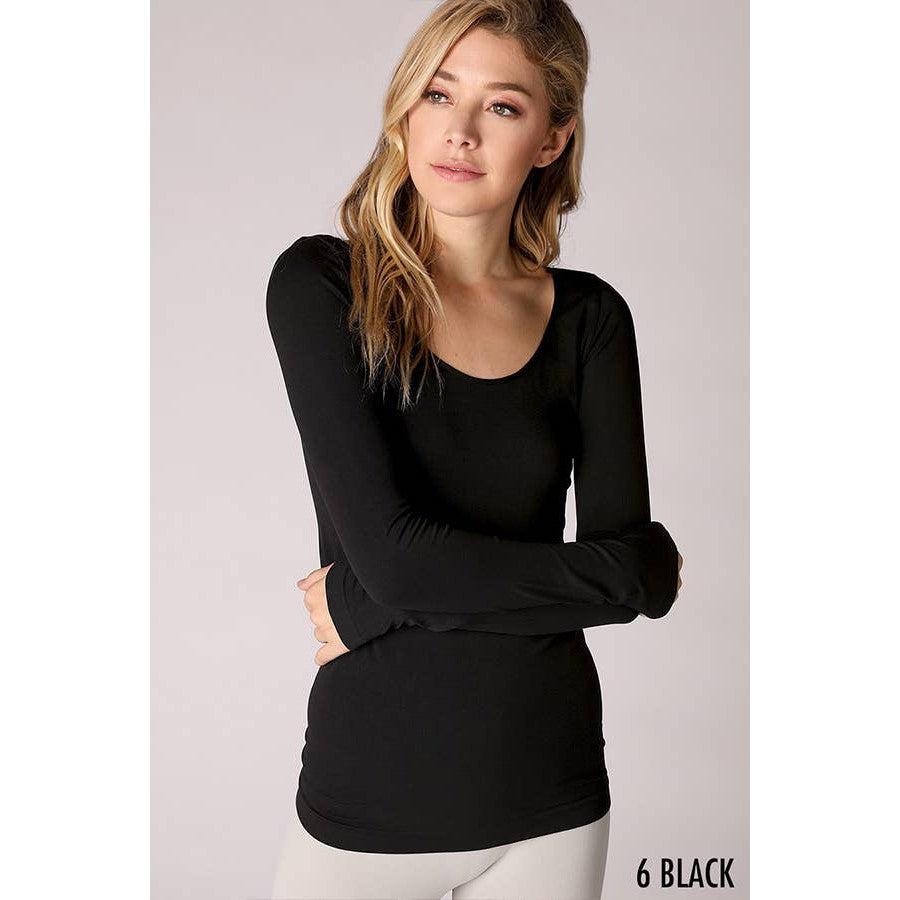 Nikibiki Long Sleeve Layering Top (Black or Ivory)