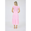 Flutter Sleeve Midi Dress in Pink