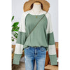 Ribbed Color Block Raglan Long Sleeve Top (S-XL)