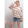 Multicolored Balloon Sleeve Knit Sweater