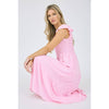 Flutter Sleeve Midi Dress in Pink
