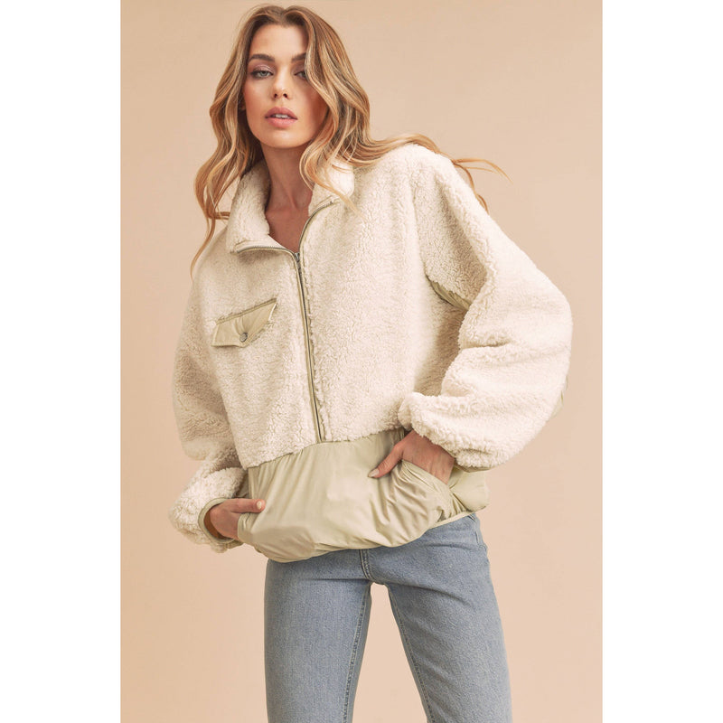 AEMI + Co Ziggy Fleece Pullover in Cream