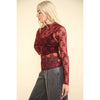 Sheer Mesh Lace Layering Top (Wine or Forest)