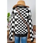 Black and White Checkered Print Sweater (S-XL)