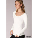 Nikibiki Long Sleeve Layering Top (Black or Ivory)