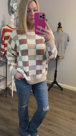 Salty Wave Mocha Checked Soft Sweater (S-2XL)