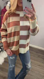 Peach Love CA Color Block Striped Sweater