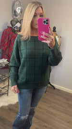 Hunter Green Grid Knit Sweater