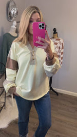 Ivory and Mocha Color Block Casual Top