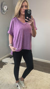 Light Plum Soft Hacci V Neck Top (S-XL)