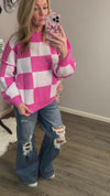 Pink and White Checker Sweater (S-XL)