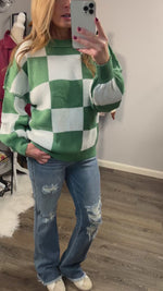 {PREORDER} Green and White Checker Sweater (S-XL)