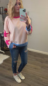 Star Sleeve Fall Top S-XL (Tan or Pink)