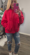 Oversized Red Kangaroo Pocket Hoodie