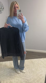 Mineral Wash Soft Oversized Crew Neck (Blue or Black)