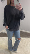 Mineral Wash Soft Oversized Crew Neck (Blue or Black)