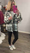 Forest Green Plaid Button Sherpa