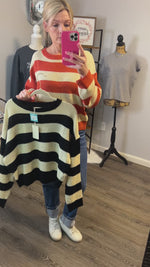 Black and Oat Striped Sweater