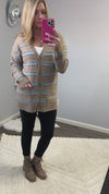 Blue Striped Button Cardigan