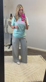 Heather Grey Wide Leg Cargo Sweats