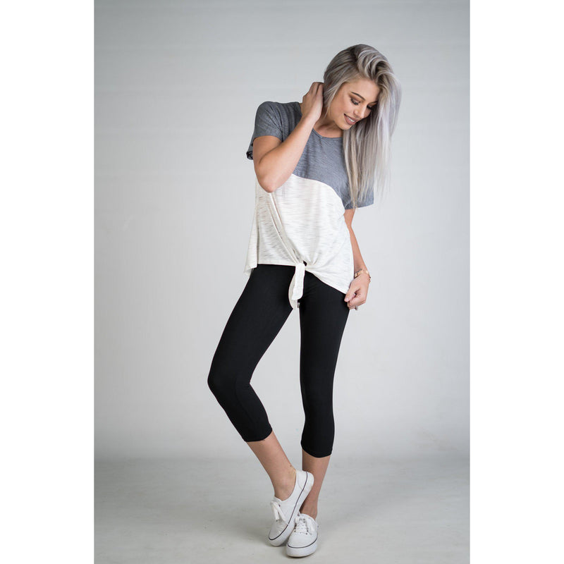 Capri Leggings Yoga band  in BLACK - Texas Two Boutique