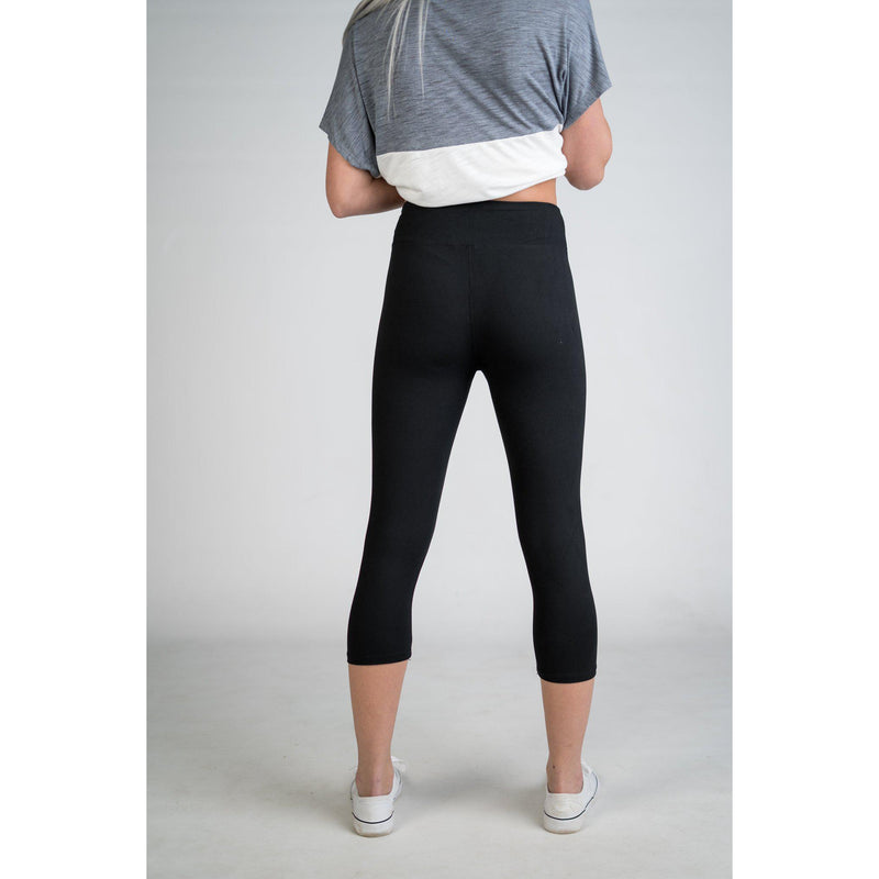 Capri Leggings Yoga band  in BLACK - Texas Two Boutique